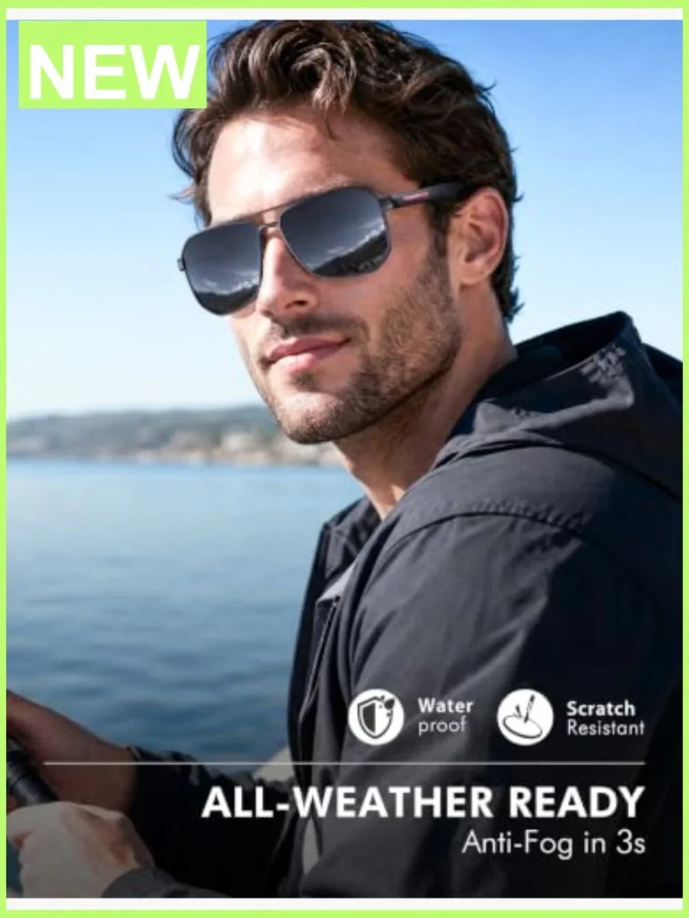 Square Aviator Sunglasses Polarized UV400 Protection Driving Outdoor